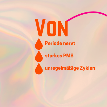 Grafik von Periode nervt, starkem PMS, unregelmäßigen Zyklen